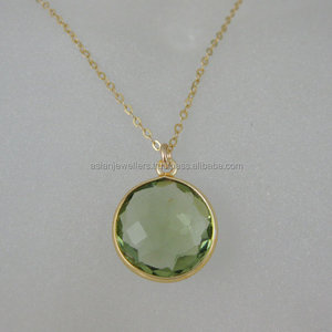 จี้เงินแท้ 925 ประดับพลอยควอตซ์สีเขียวอเมทิสต์ - Product Image 1