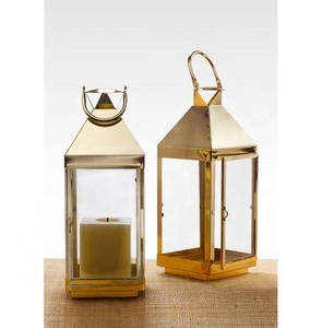 Latest Design Gold Plated Metal & Glass Hanging <b>Lantern</b> for Home and Wedding Decorative Tabletop Candle <b>Lantern</b> - Product Image 2