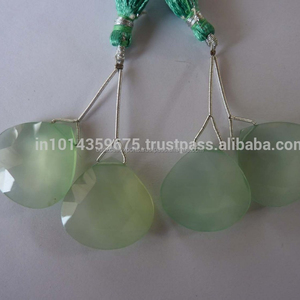 Elegantes cuentas sueltas de piedras preciosas de Calcedonia verde elegante pares de piedras de alta calidad - Product Image 1