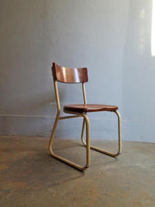 Industrial Art Deco <b>Metal</b> & Wooden <b>Chair</b> - Product Image 4