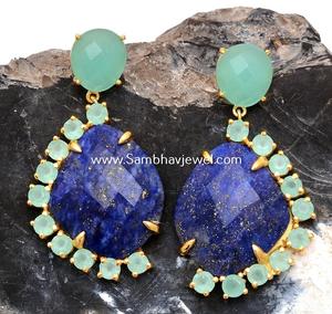Pendientes colgantes de piedras preciosas de lapislázuli azul Natural brillante, tienda al por mayor, pendientes de moda de Plata de Ley 925 para mujer, joyería - Product Image 2