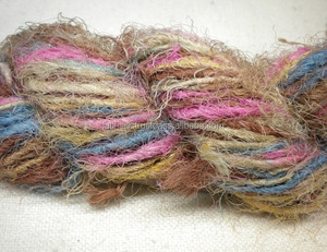 100% fil de soie Sari recyclé écologique motif teint durable macramé tricot touffetage Art tricot à la main broderie tissage - Product Image 6