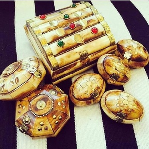 Handmade Bone Inlay Luxury Suri <b>Box</b> in Two Tone <b>Blue</b> and White Luxury Jewelry <b>Box</b> Organizer for Women and Girls Jewelry Decor - Product Image 3