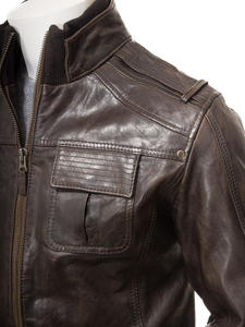 Chaqueta Bomber de cuero para hombre, venta al por mayor, nuevo aspecto, 2019 - Product Image 4