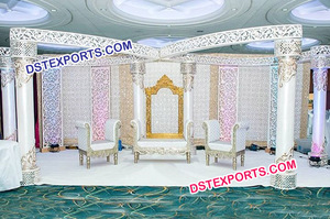 Conjunto de Mandap de boda de estilo redondo moderno último diseño de Noruega hecho a mano superior al por mayor de lujo personalizado boda Mandap proveedor EE. UU. - Product Image 3