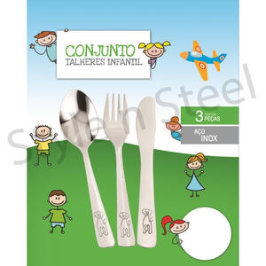 Enfants Couverts Ensemble de 3 Pcs Royal Couverts Ensemble Haut Miroir Polissage De Luxe Cuillère Fourchette Ensemble En Acier Inoxydable - Product Image 4