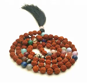 Unisex 108 Rudraksha cuentas de oración bohemio Yog inspirado collares de cuentas joyería de estilo religioso - Product Image 1