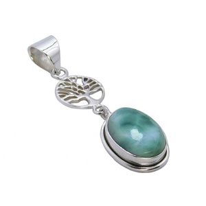 Colgante de piedras preciosas Larimar azul genuino eminente 925 colgantes y dijes de joyería fina de plata esterlina sólida mayorista - Product Image 1