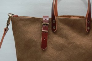 Sac en toile cirée avec poignées et fermetures en cuir de vachette 100%, couleur snuff, options multicolores, modèle LHB-0065 - Transport facile et pratique - Product Image 5