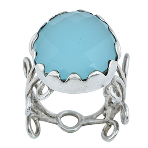 แหวนพลอยโมราสีน้ำเงินเจียระไนทรงกลม925เครื่องประดับเงินสเตอร์ลิงแหวนแฟชั่นทันสมัยสำหรับงานเลี้ยงของขวัญแต่งงาน - Product Image 1