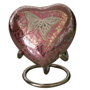 Urne en forme de coeur souvenir de crémation bleu marbré - Product Image 6