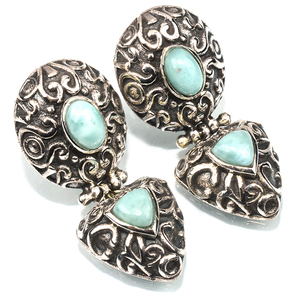 Winsome-pendientes de plata de ley 925 con forma de triángulo, joyería de plata con forma de Larimar - Product Image 2