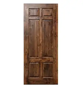最畅销的6面板多节松木现代设计室内实木门适合建筑和房屋装修使用
