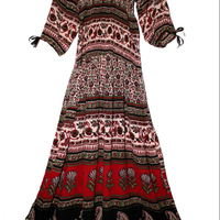 Busana Afrika Rayon India Vestir Gypsy Blus Etnik Boho Retro Hippie Gaun Musim Panas Wanita Ukuran Besar Katun