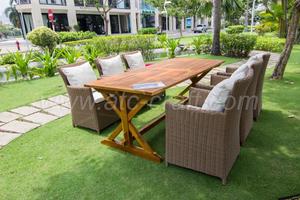 Juego de mesa de comedor de ratán PE modelo de moda estilo europeo para muebles de jardín al aire libre - Product Image 4