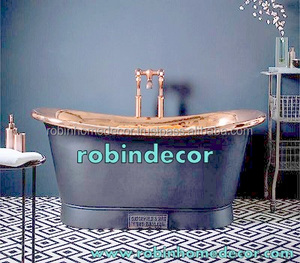 Baignoire en cuivre antique utile avec égouttoir Accessoire de bain agréable pour le trempage - Product Image 3