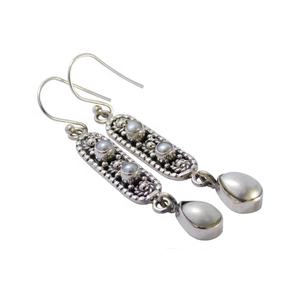 Nouveau Design Perle Pierre Précieuse Boucle D'oreille À La Main 925 Bijoux En Argent Sterling Femmes Mode Boucles D'oreilles En Argent Fournisseur et Exportateur - Product Image 1