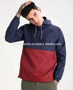Chaqueta y abrigo Retro personalizado para hombre, jersey de media cremallera de dos tonos, 100% de nailon PVC, Anorak, cortavientos - Product Image 2