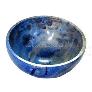 Bol en cristal de sodalite Bol de guérison de prière Agate de pierres précieuses naturelles - Product Image 1