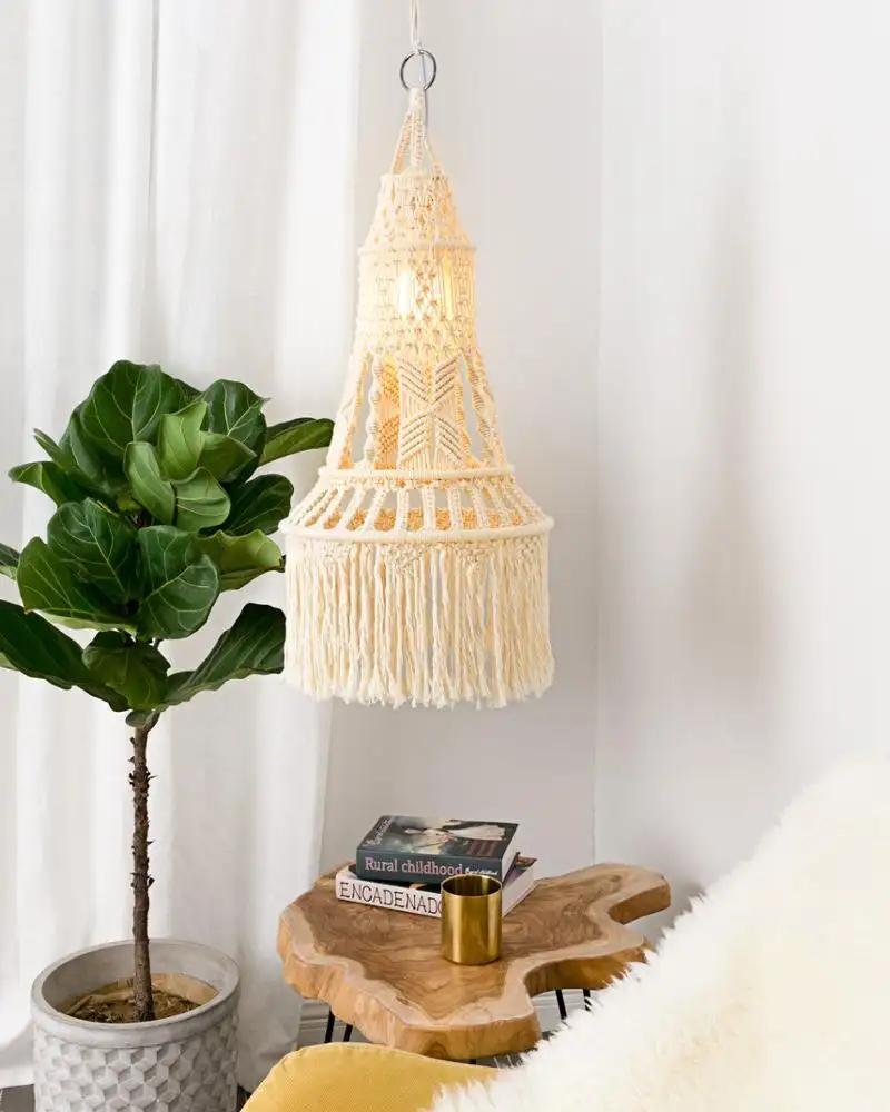 Home Decorative Macrame Chandeliers Macrame Lamp Hanging Macrame Lampshades Indoor Lighting Lamp Covers