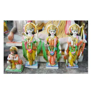 Mármore branco decorativo Ram Darbar estátua mármore Makrana branco colorido Ram Sita Lakshman estátua Hanuman