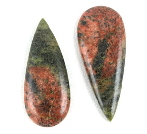 2 Pcs 140 Carat Jaspe Unakite Naturel Cabochons Lisse en Forme de Poire Style Étoile Pierre précieuse en Cristal Taillé pour la Fabrication de Bijoux - Product Image 1