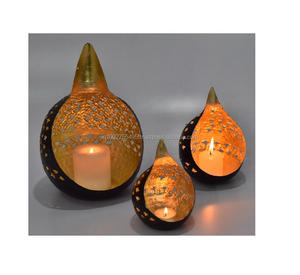 Handmade Black Gold Metal <b>Tea</b> Light Holder <b>Stand</b> Iron Material Home Decoration with Candle Jars Includes Packaged Box - Product Image 1