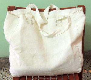 Sac fourre-tout en lin tissé à la main Sac à provisions écologique - Product Image 1