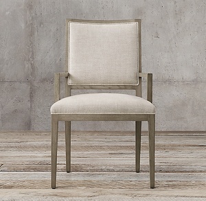 Sillón de brazo trasero de tela cuadrada contemporánea francesa - Product Image 1