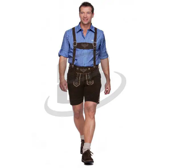 2022 kustom baru Bavarian Oktoberfest Lederhosen kulit asli Jerman dengan suspender yang serasi celana tradisional pendek 2024