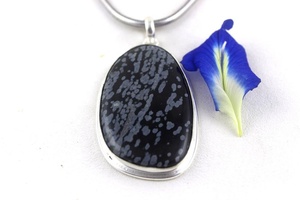 Sterling Silver Fancy Shape Natural Snowflake Jasper Gemstone Pendant Necklace Charm DIY Jewelry <b>Women</b> Fashion - Product Image 3