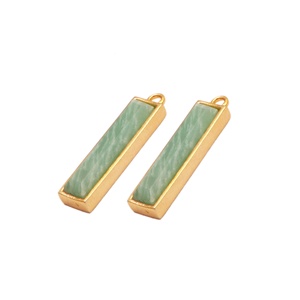 Composants de boucles d'oreilles en pierres précieuses amazonite naturelle Connecteur de recherche de bijoux en or - Product Image 2