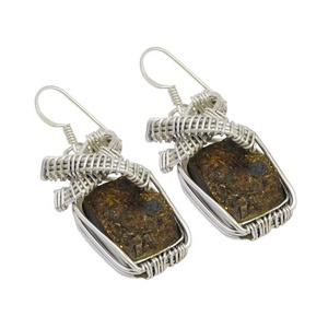 Handmade 925 Sterling <b>Silver</b> 2025 Vintage Style <b>Earring</b> With Genuine Astrophyllite Gemstone Rose Gold Material for <b>Wedding</b> Party - Product Image 1