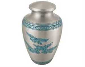 Memorial Royal Blue Metal Brass/Aluminum Urn European Style Silver Bird <b>Keepsake</b> <b>for</b> Pets Cremation Funeral <b>Ashes</b> Storage - Product Image 3