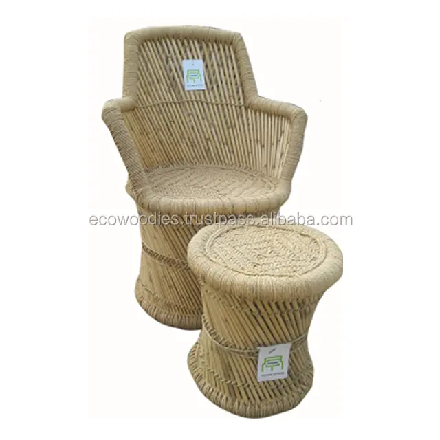 Cadeira de bambu estilo clássico com apoio de braço para bistrô, conjunto de 2 peças, cadeira otomana de bambu para sala de estar, jardim e restaurante, 2024