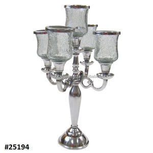 Candelabro de Metal de hierro forjado para boda, candelabro de Metal con embudo de chimenea de vidrio, candelabro, soporte de Pilar - Product Image 5