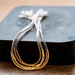 Multi Gold Beads Silver Cord <b>Bracelet</b> String <b>Adjustable</b> <b>Bracelet</b> Thread <b>Bracelet</b> - Product Image 1