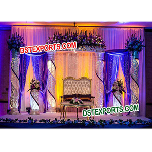 Escenario de cristal decorado para boda, escenario de recepción de boda con pilares de cristal de fibra, nuevo Mandap de instalación para escenario - Product Image 1