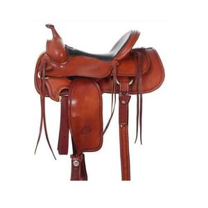 Vente en gros et fabricant d'ensemble de selle de cheval d'essai de baril en cuir occidental usiné brun Matériau en cuir véritable - Product Image 1