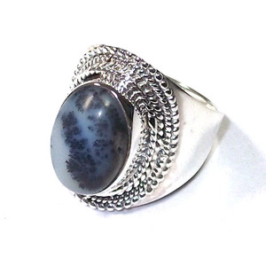 Top qualité 925 bague en argent sterling dendrite agate éternité midi empilable promesse anneaux écologique OEM ODM hypoallergénique - Product Image 1