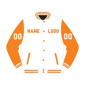 Veste universitaire unisexe en cuir de vache polaire 100% polyester avec logo personnalisé, décoration hivernale brodée de boutons imprimés, grande taille - Product Image 1