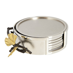 Olive Branch <b>Silver</b> Eco-Friendly American Style Round <b>Coaster</b> Set of 6 - Product Image 1
