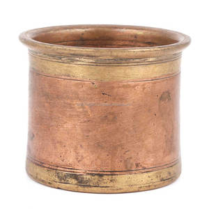 Taza Vintage Hecha a Mano de Bronce Multicolor Ganga Jamuna Panchamrita, Recipiente para Agua Bendita - Product Image 2