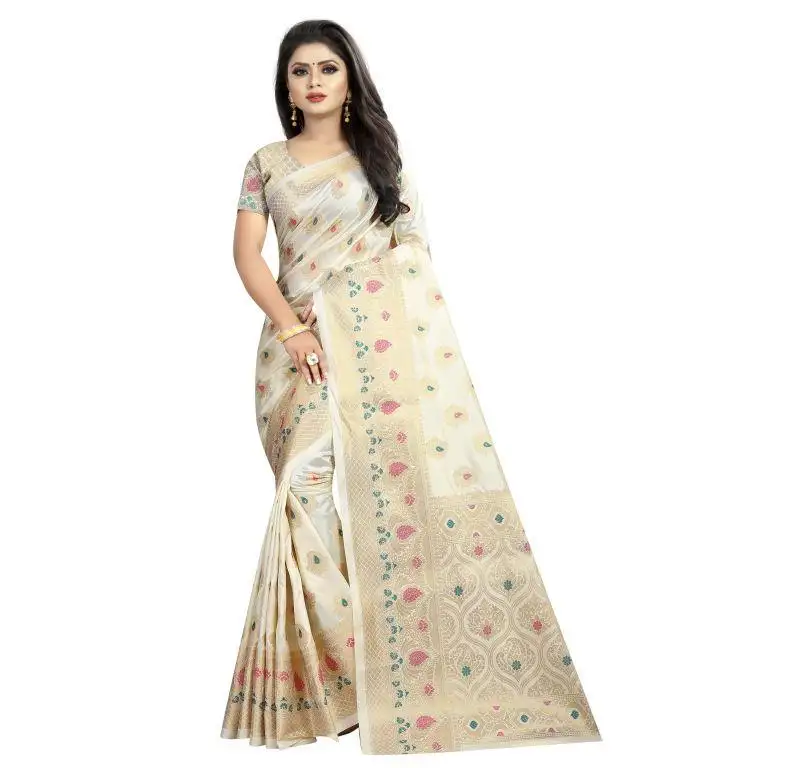 Indian Pakistaanse Bruids Saree / 100% Pure Zijde Saree/Zware Grens Werk Sari