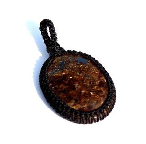 Cabochon de Bronzite en forme ovale, pendentif enroulé en macramé, pierres de cristal de guérison naturelles - Product Image 4