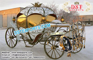 Hermosa Carruaje Doble con Caballos Estilo Cenicienta, Construcción Ligera de Acero y Madera, Color y Tamaño Personalizables para Eventos - Product Image 3