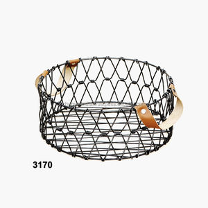 Panier rond en métal avec poignées en mousse, panier à fruits en fer forgé, panier à ustensiles de cuisine, panier de comptoir, panier de ferme - Product Image 1