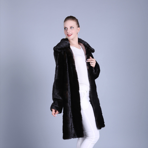 Su misura di Nuovo Disegno Con Cappuccio <span class=keywords><strong>Nero</strong></span> Cappotto Di <span class=keywords><strong>Pelle</strong></span> di Visone - Product Image 5