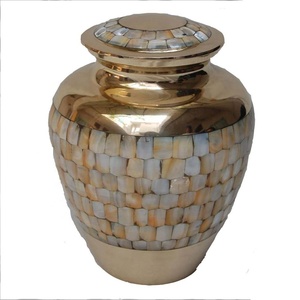 Mother Of Pearl Decorative Metal Cremation Urns Bone Inlay Finishing Funeral <b>Keepsake</b> <b>Memorial</b> Adult Ashes Cremation Urns - Product Image 1