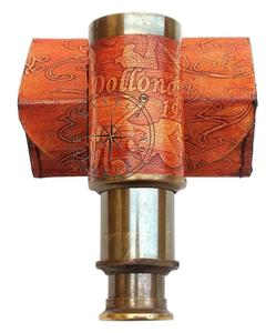 Telescopio de bolsillo marítimo náutico de 6 "telescopio de latón cosido de cuero Vintage antiguo grabado con estuche de cuero grabado - Product Image 4